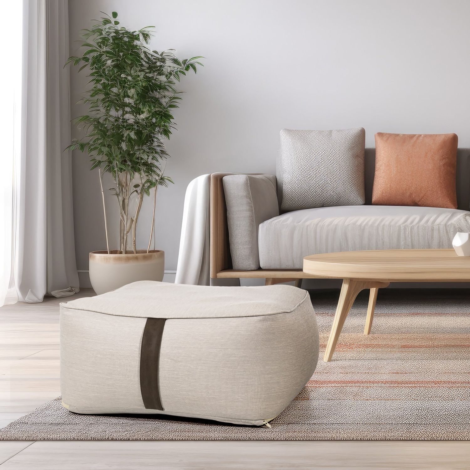 VESTIAMO CASA GIARDINO - Pouf Gonfiabile Ecru - h30x60x60 cm